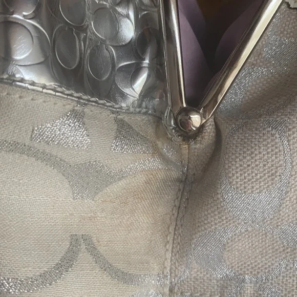 Coach Silver and White Bag Purse - Picture 6 of 12